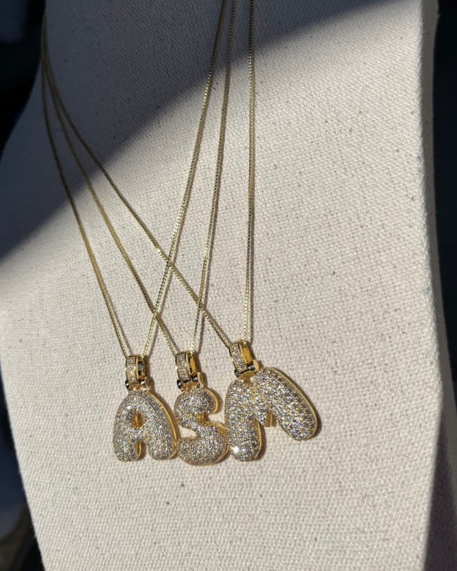 Bubble Letter Initial Necklace
