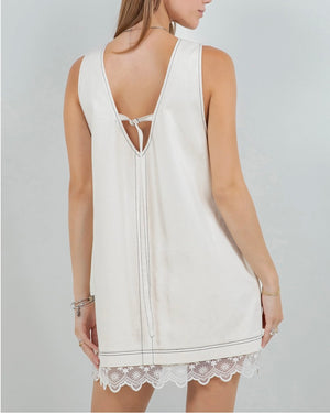 Gia White Lace Denim Dress