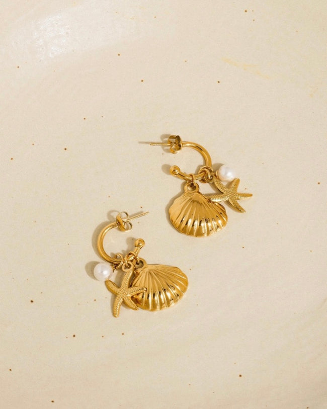 Seashell Pearl Earrings