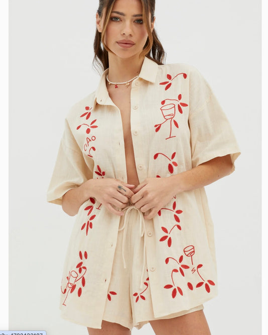 Indi Luxe Embroidered Top-S -(STS)