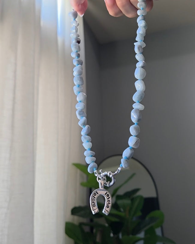 Blue Jean Horseshoe Beaded Necklace