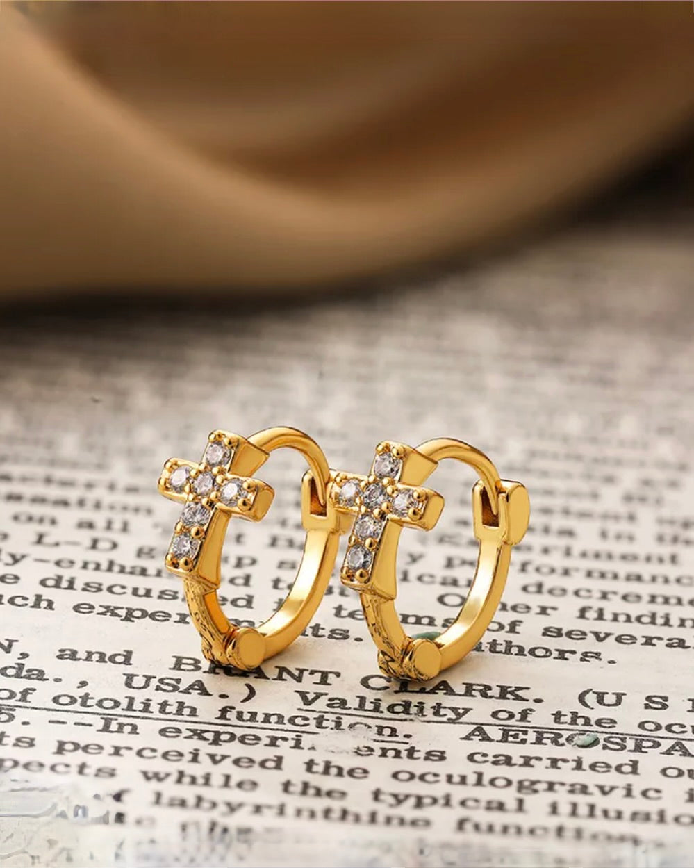 Mini Cross Huggies' Earrings