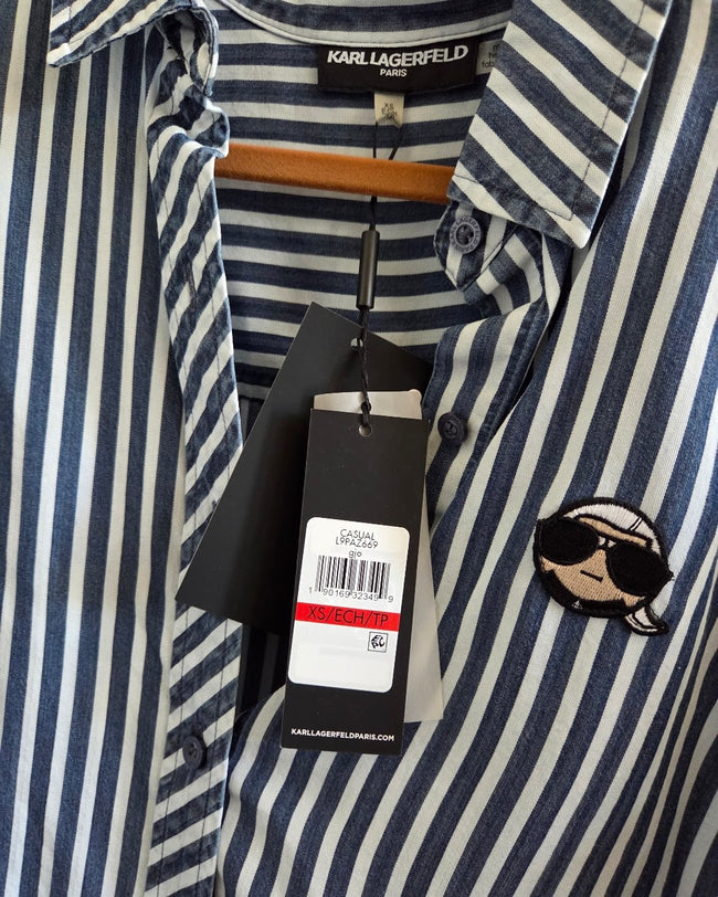 Karl Lagerfeld Paris Striped Button Up (STS CLOSET)
