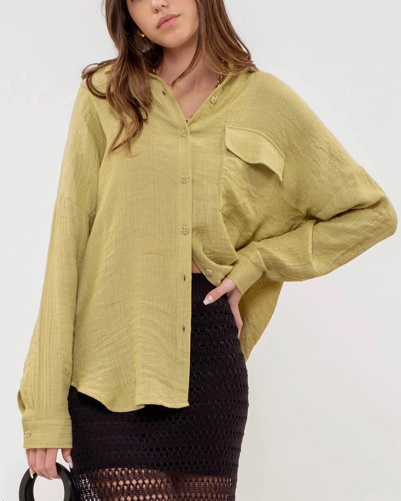 Lime Lightweight Button Down