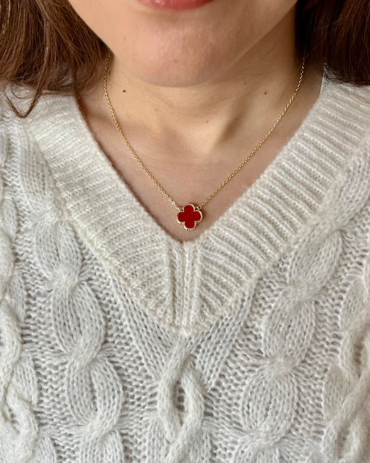 Clover Red Single Necklace