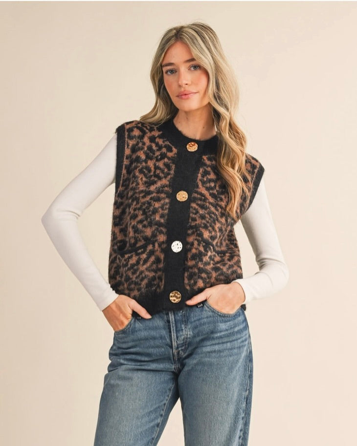 Leopard Sweater Vest