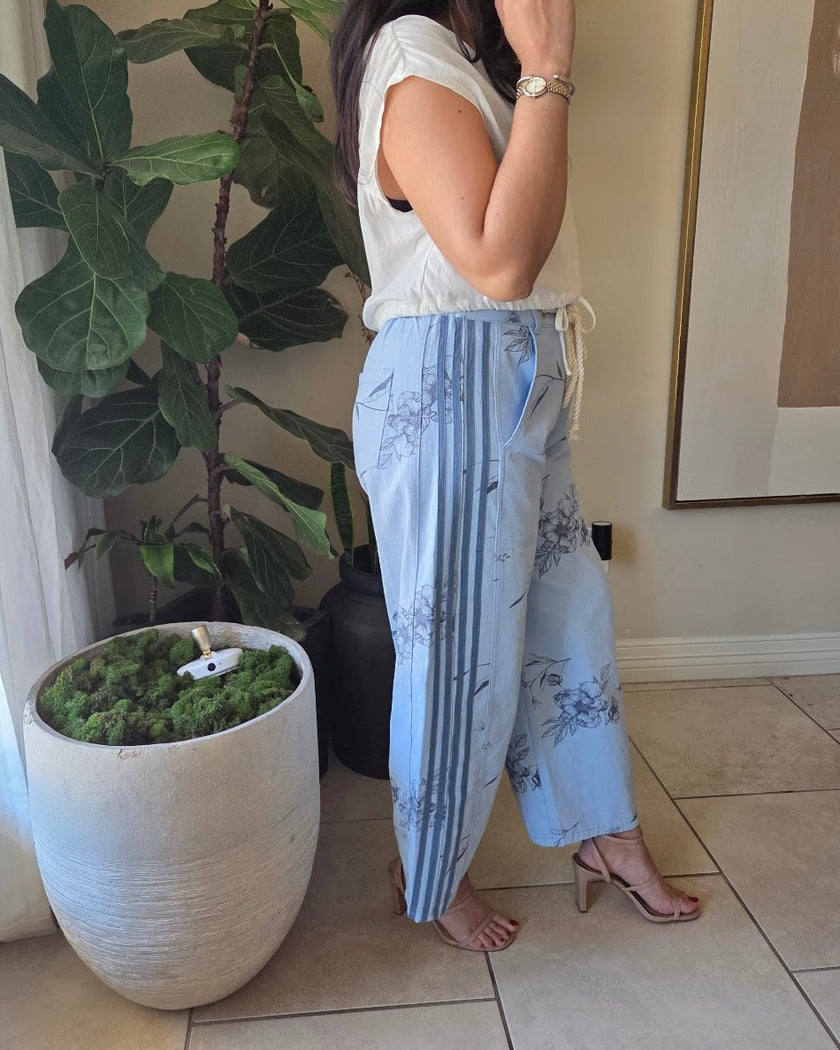 Izzie Printed Daisy Pants-Blue