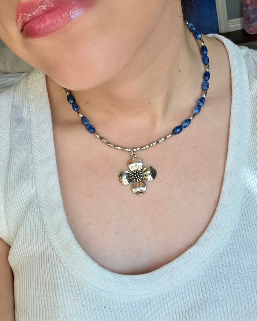 Silver Sea Holly Beaded Necklace