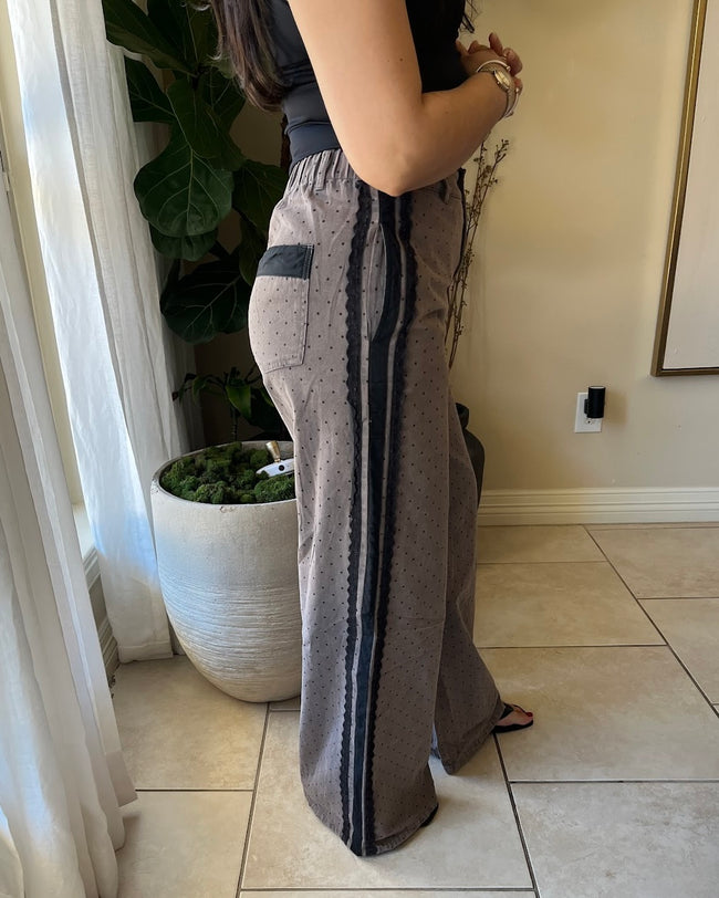 Polka Dot Dark Denim Wash Pants