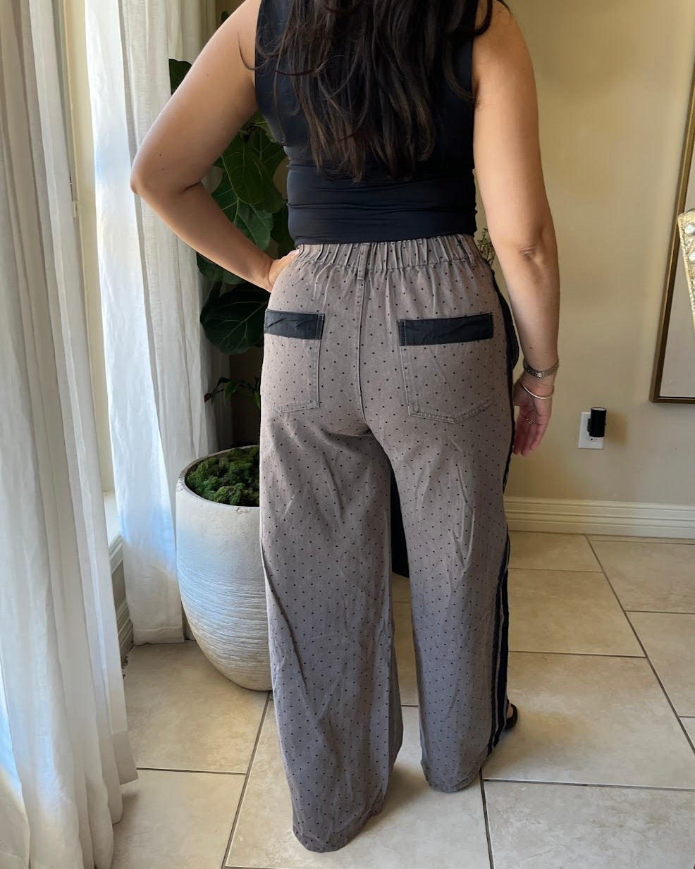 Polka Dot Dark Denim Wash Pants