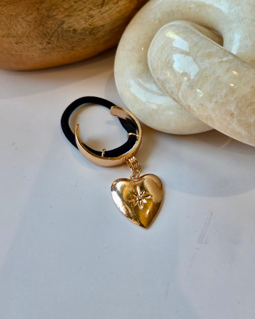 Heart Charm Ponytail Tie