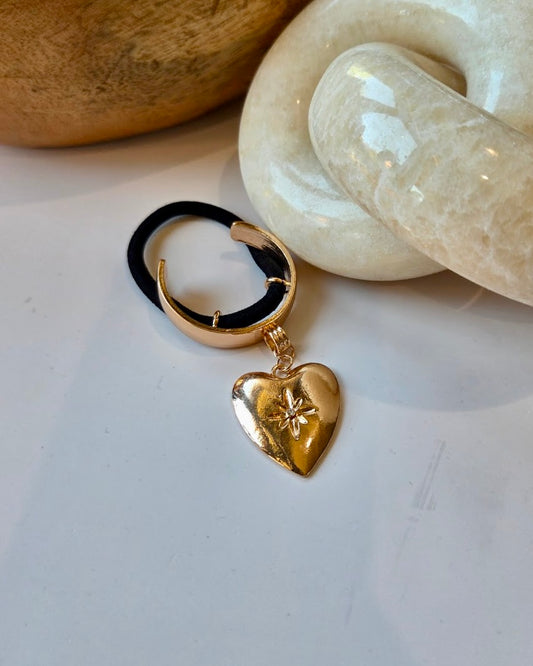 Heart Charm Ponytail Tie