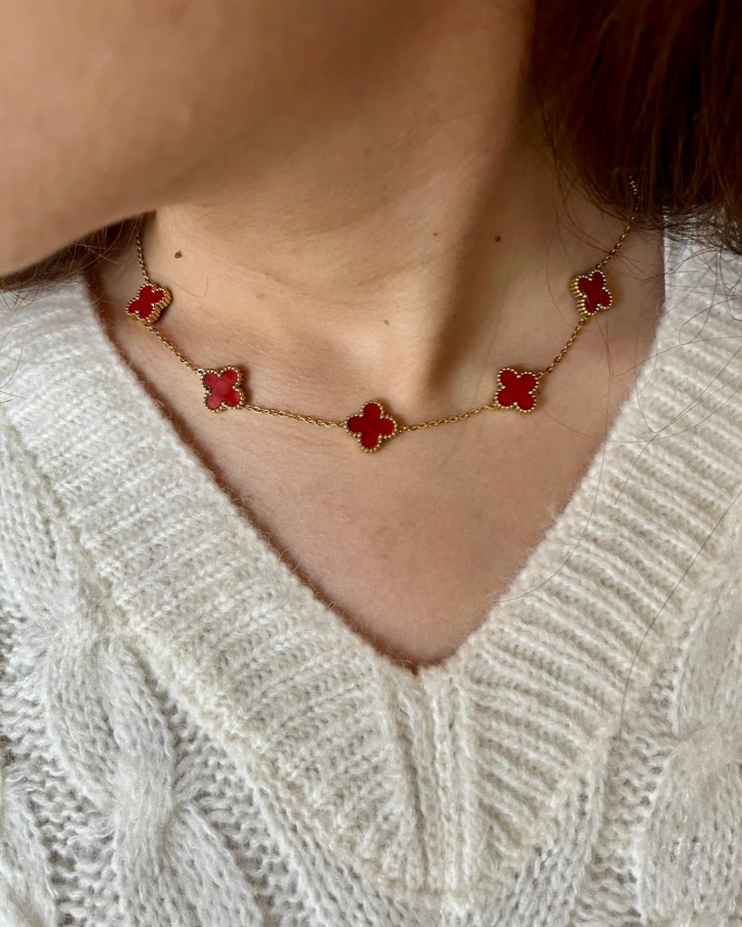 Clover Red 10pc Necklace