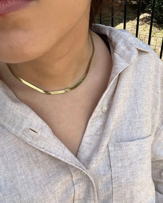 Our Signature Herringbone Snake Necklace-Gold