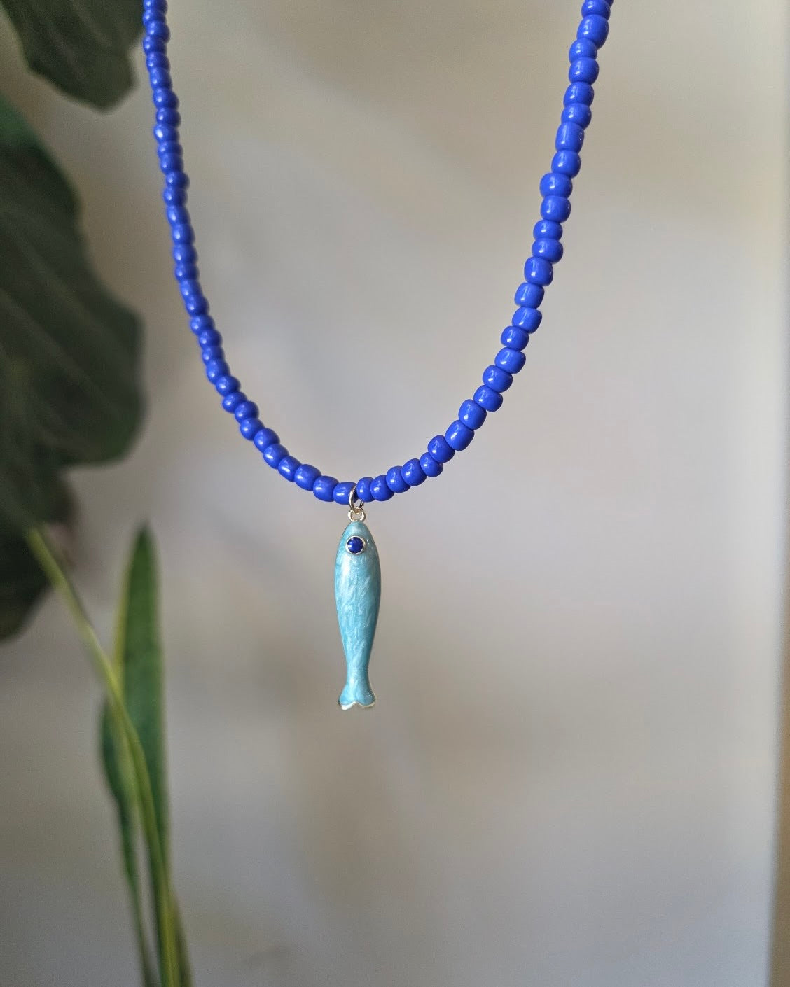 Blue Jade Fish Necklace