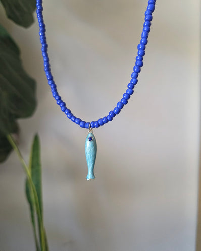 Blue Jade Fish Necklace