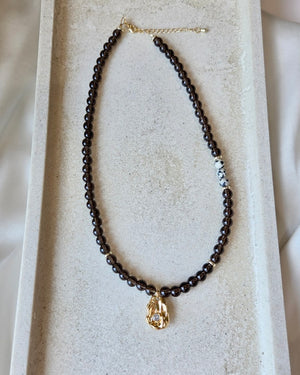 Smoky Vintage Beaded Necklace