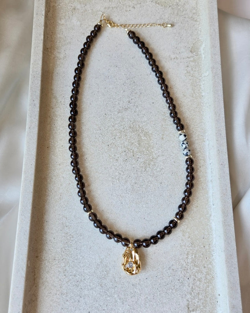 Smoky Vintage Beaded Necklace
