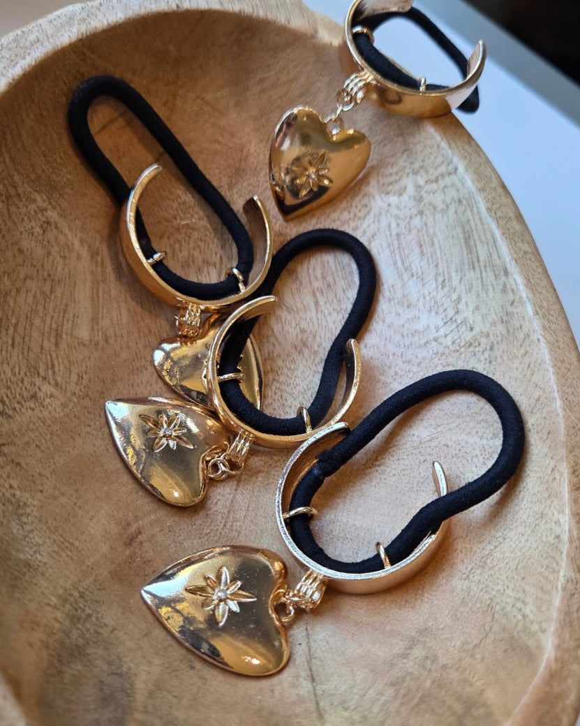 Heart Charm Ponytail Tie