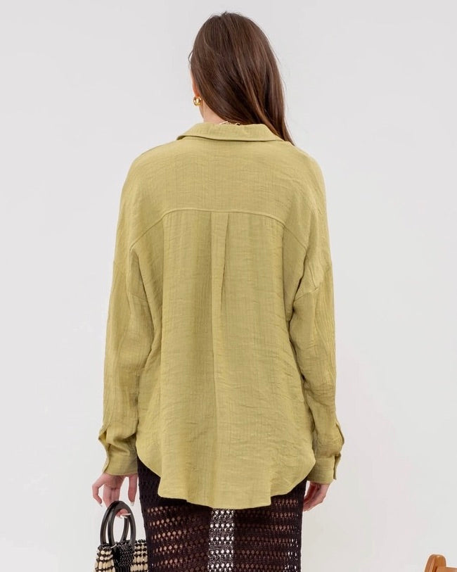 Lime Lightweight Button Down
