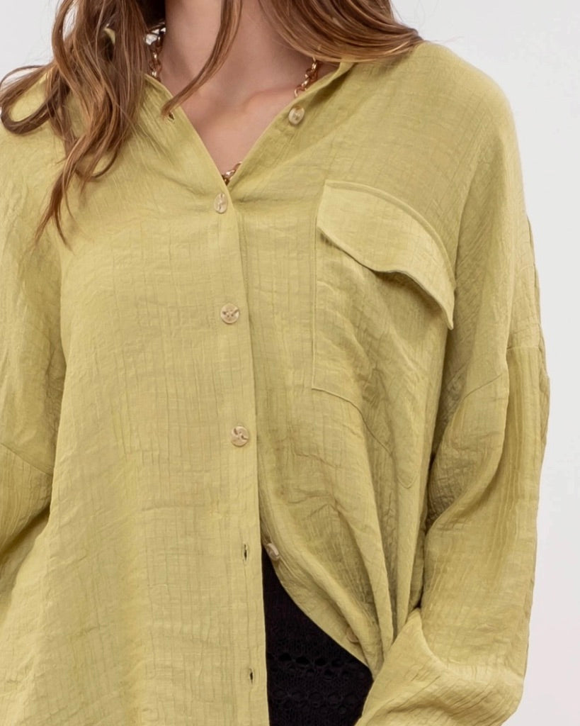 Lime Lightweight Button Down