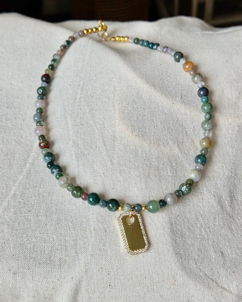 Dog Tag Beaded Necklace