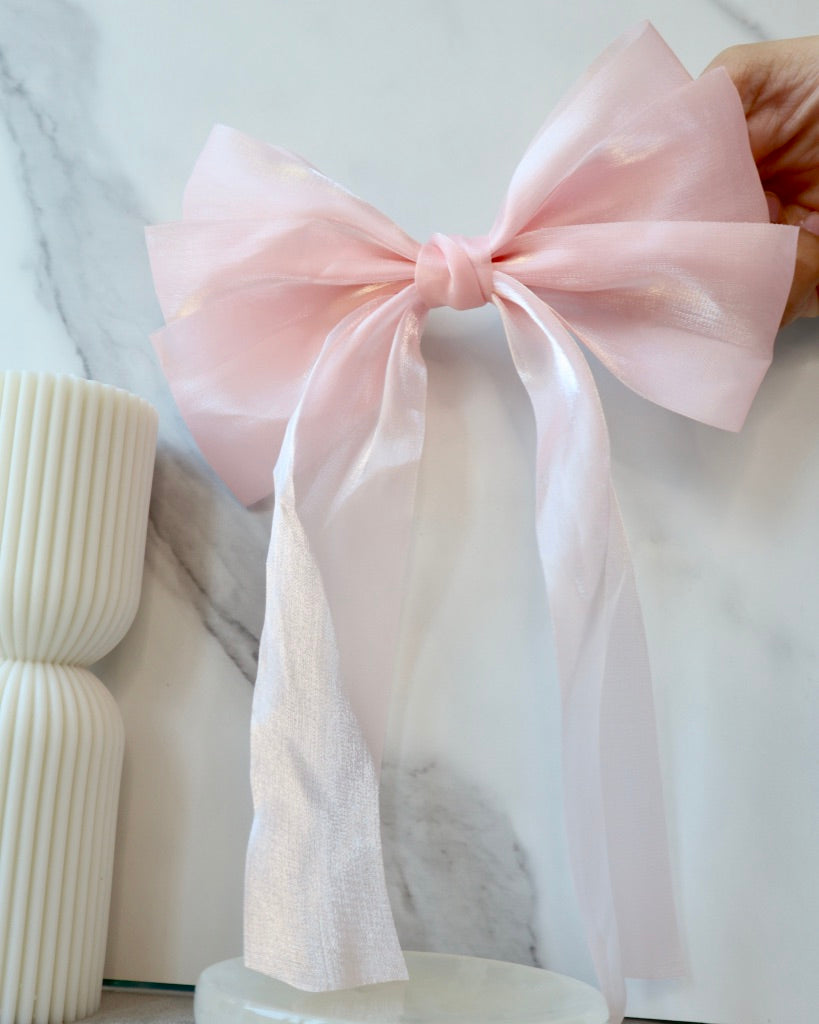 Sheer Pink Hair Bow