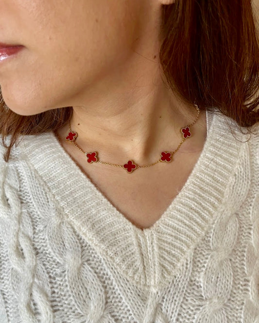 Clover Red 10pc Necklace