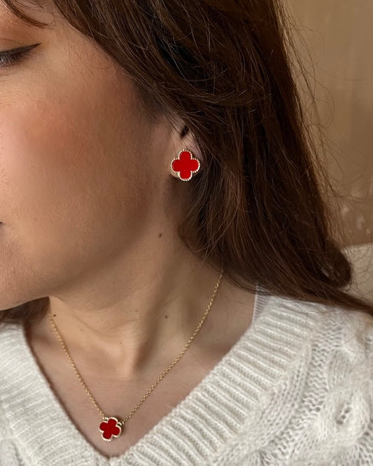 Clover Red Earrings