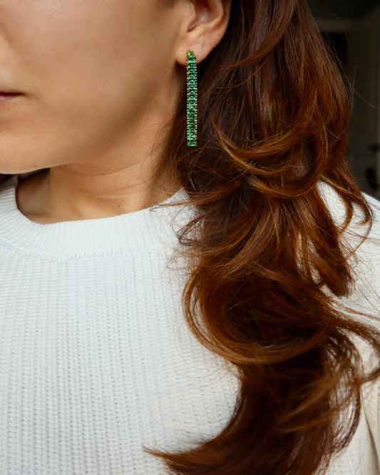 Cleo Emerald Long Earrings