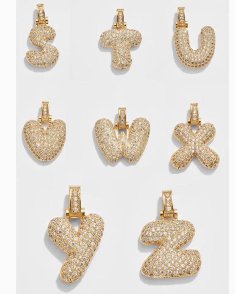 Bubble Letter Initial Necklace