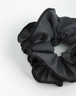Midnight Check Ruffle Scrunchie