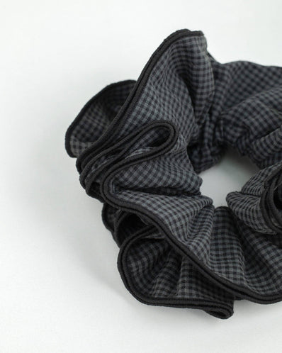 Midnight Check Ruffle Scrunchie
