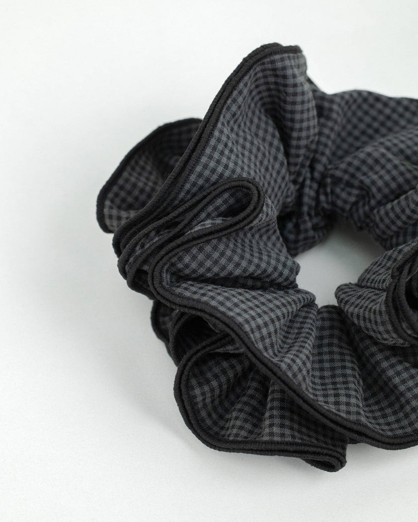 Midnight Check Ruffle Scrunchie