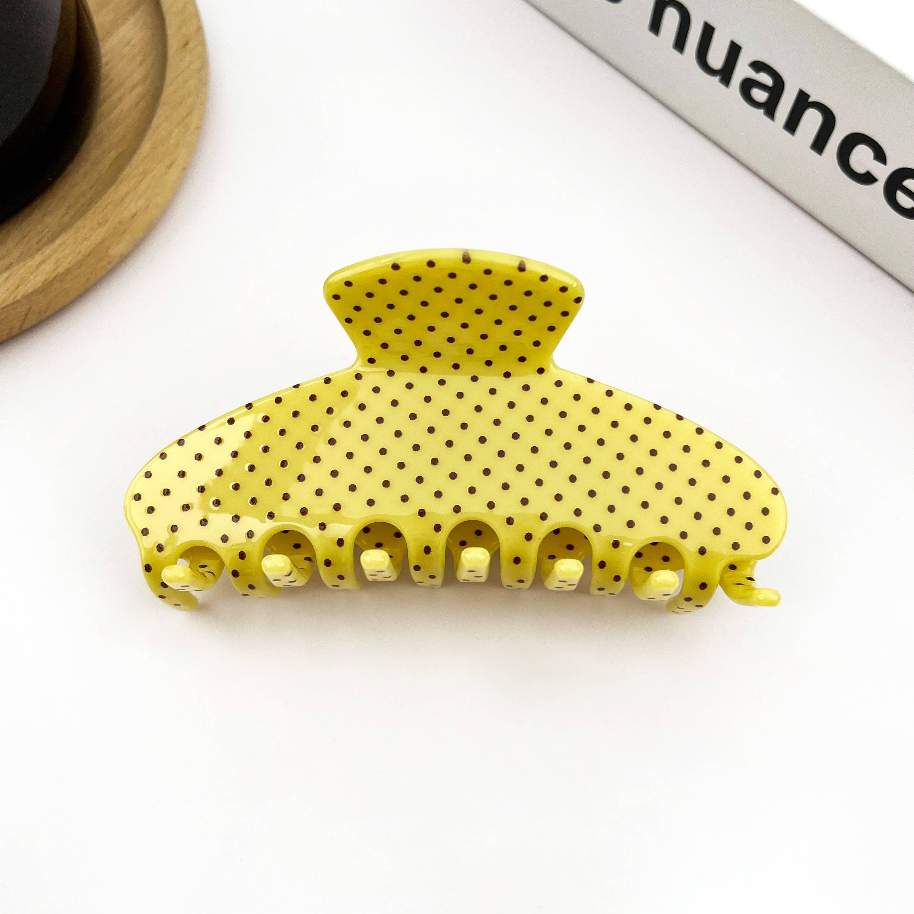 Polka Dot Semi-Circle Acetate Hair Claw Clip