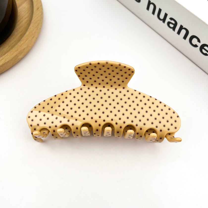 Polka Dot Semi-Circle Acetate Hair Claw Clip