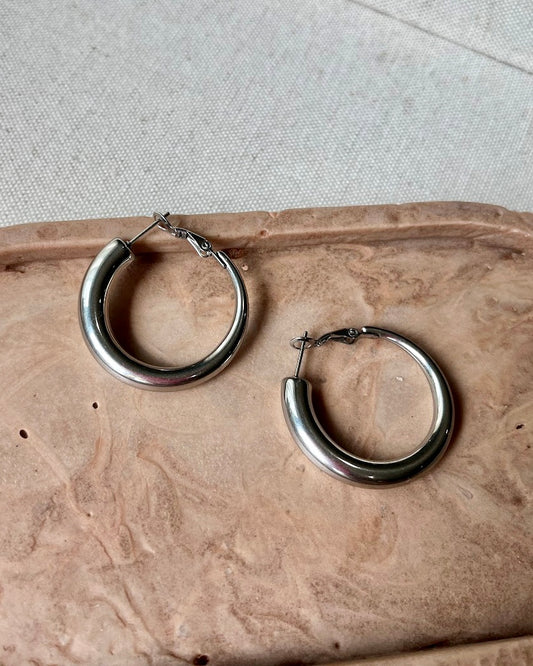 Everyday Silver Round Hoops