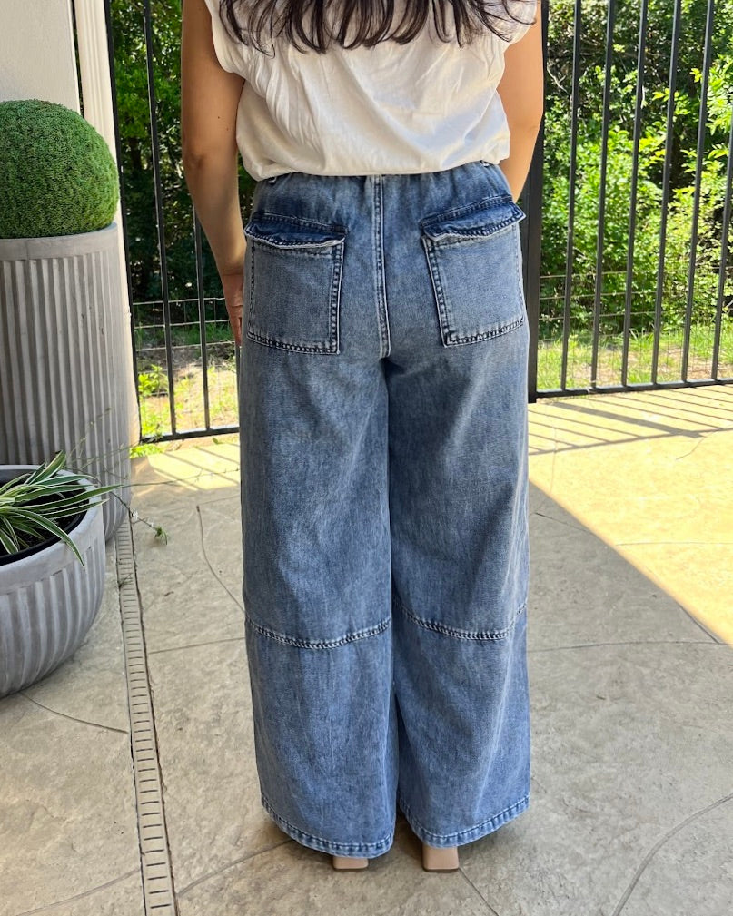 Bethany Drawstring Wide Leg Denim