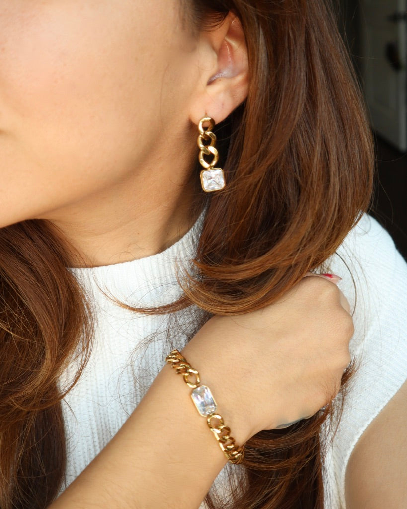 Embellished Chain Drop Earrings