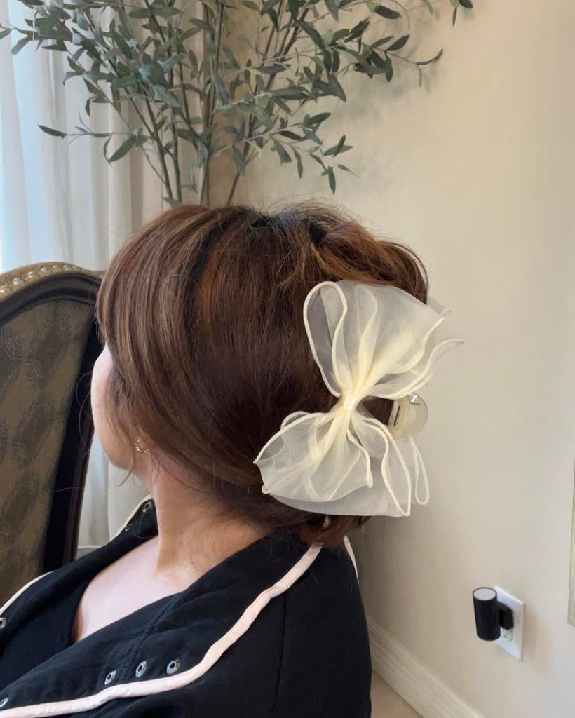 Sheer Ivory Bow Clip (LAST ONE)