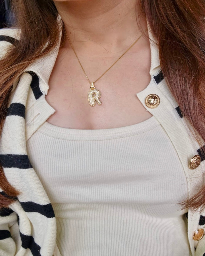 Bubble Letter Initial Necklace