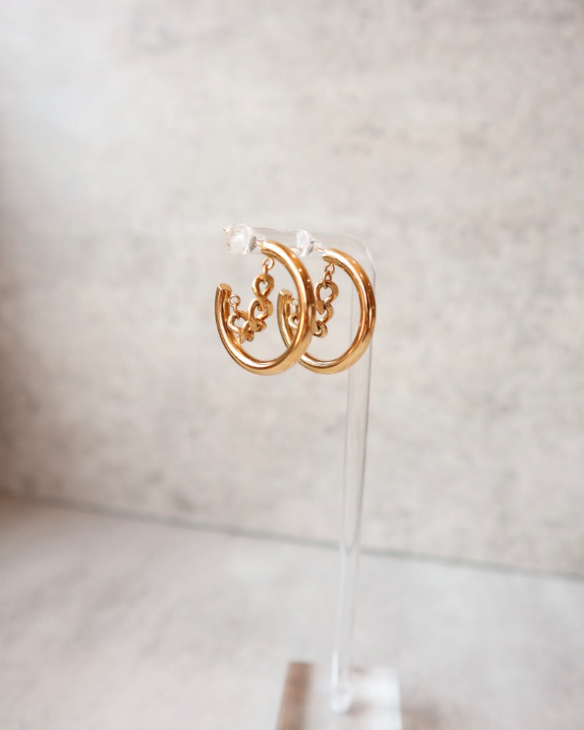 Gold Hoop Chain Earrings