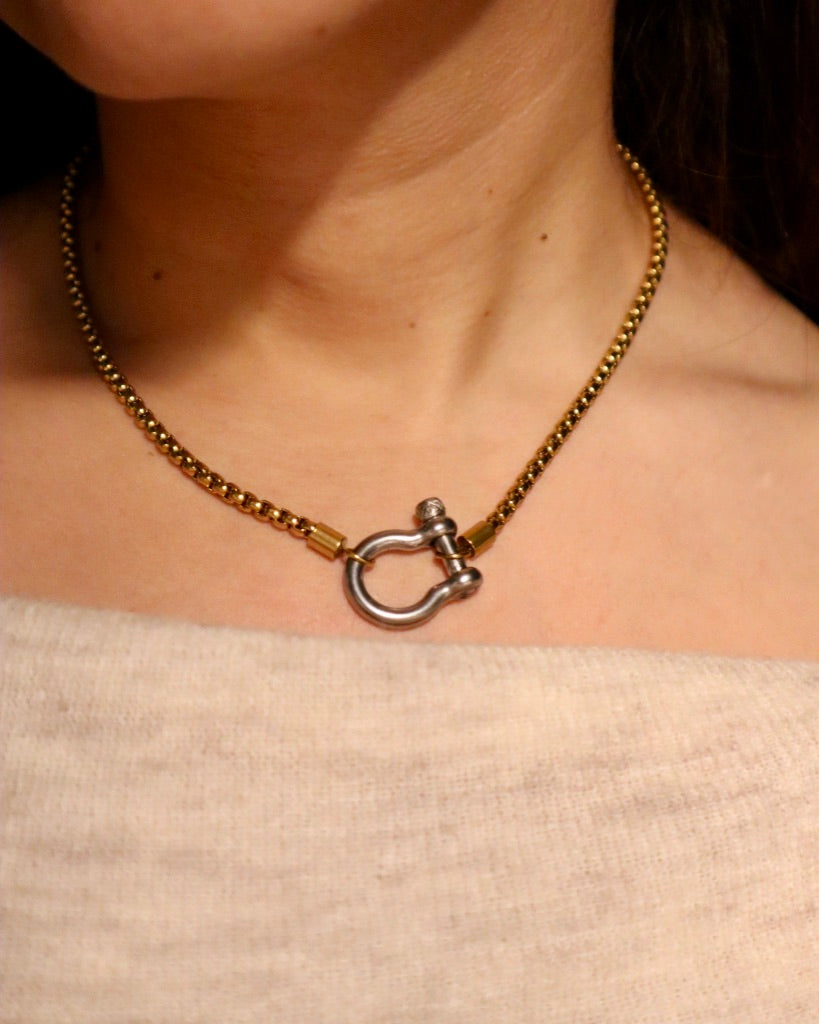 Two Toned Carabiner Necklace