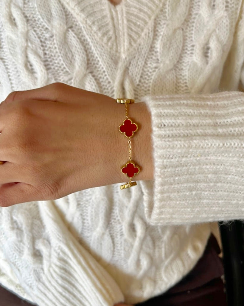 Clover Red 5pc Bracelet