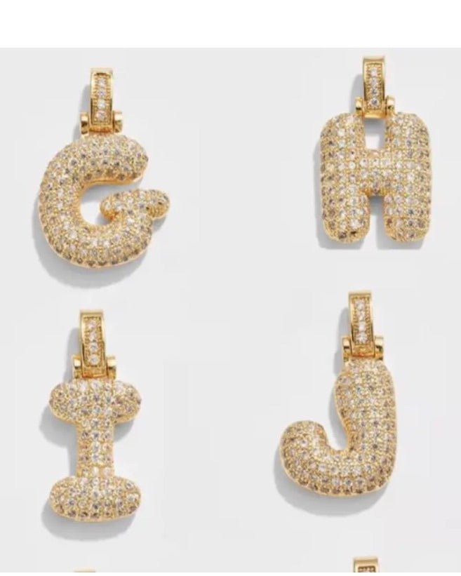 Bubble Letter Initial Necklace
