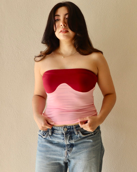 Ruby Color Block Tube Top