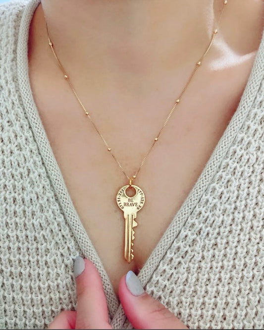 Be Brave Key Lock Necklace 18k gold filled