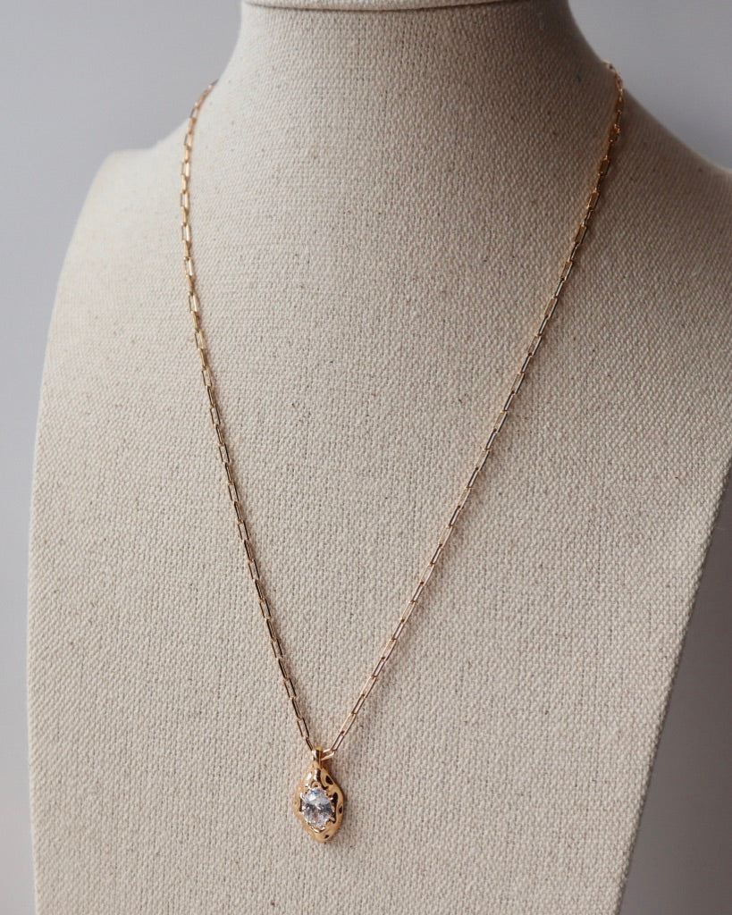 Glass Rock Gold Necklace