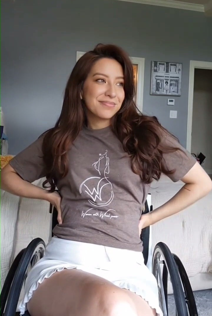Women with Wheel Power Womens fitted brown Tshirtt