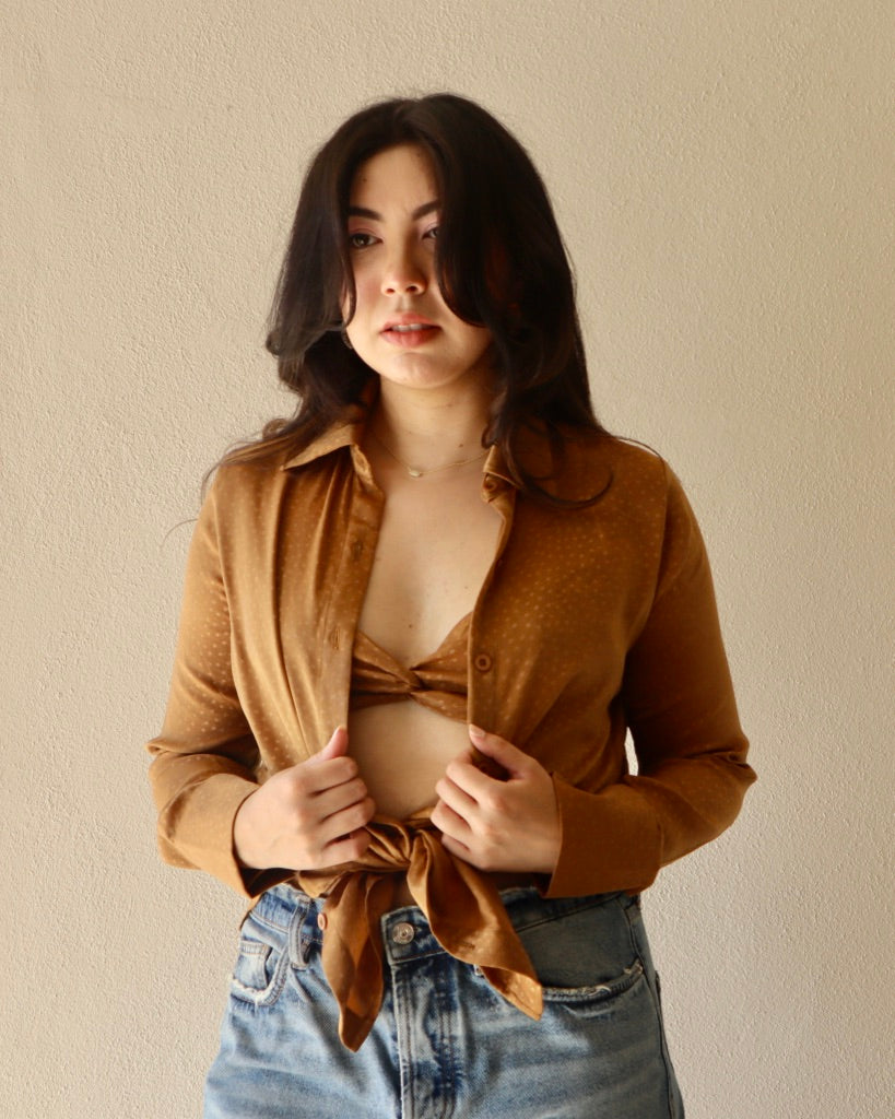 Ryle Buttoned Shirt Bralette Two Piece Set